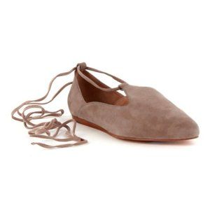 SEYCHELLES 'Hive' Suede Taupe Flat with Ankle Tie